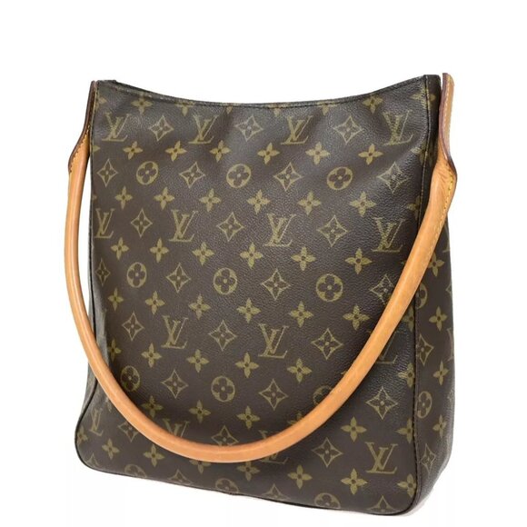 LOUIS VUITTON Logo Looping GM Shoulder Bag Monogram Leather Brown M51145 34FA791